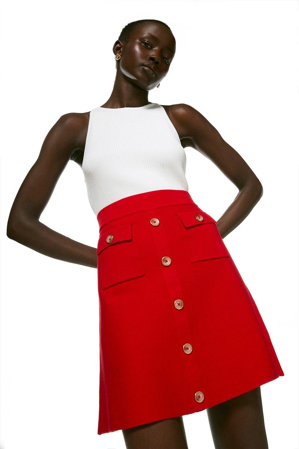 Red Milano Knit Skirt