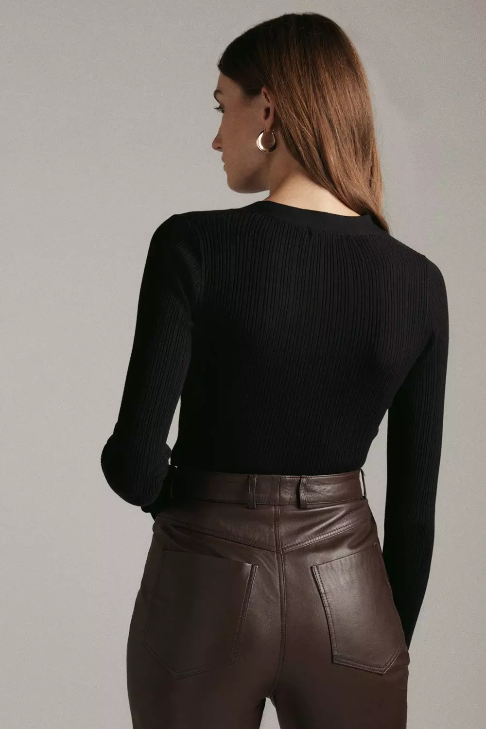 Military Trim V Neck Rib Knit Jumper | Karen Millen
