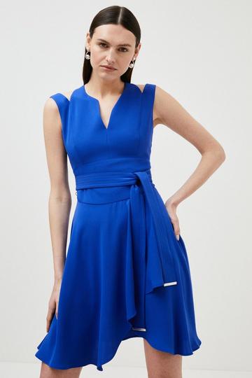Soft Tailored Short Waterfall Mini Dress blue
