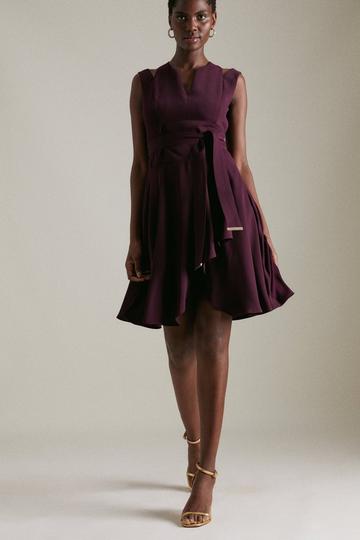 Soft Tailored Short Waterfall Mini Dress merlot