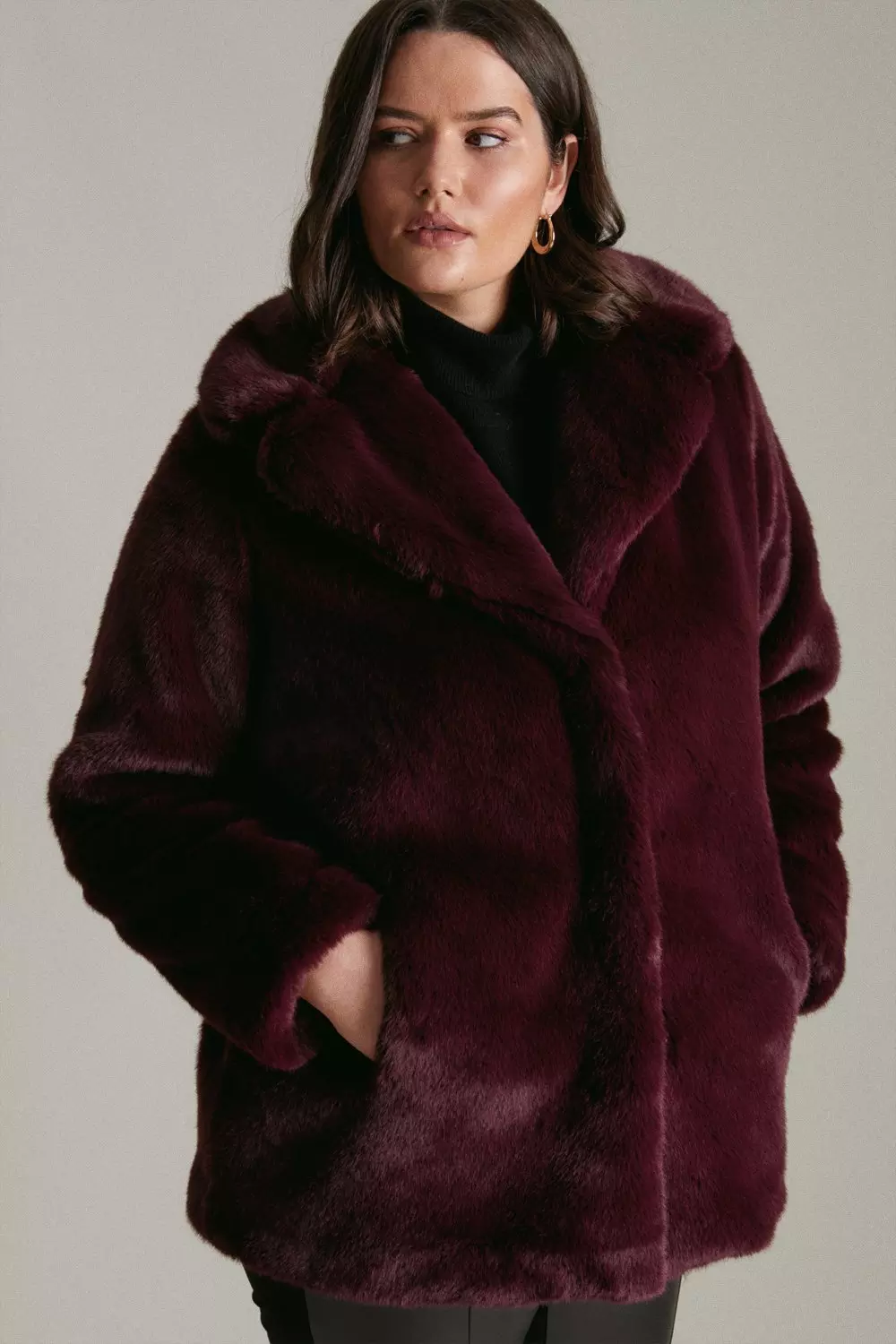 Plus size long fur coat online