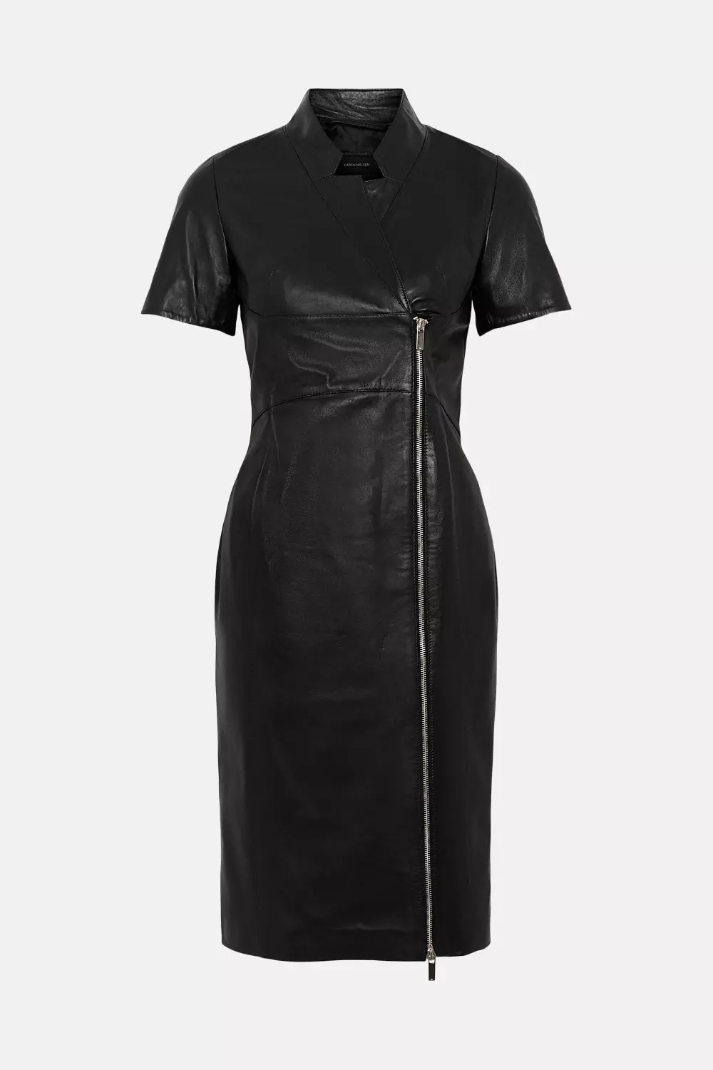 Leather Forever Zip Detail Pencil Dress | Karen Millen