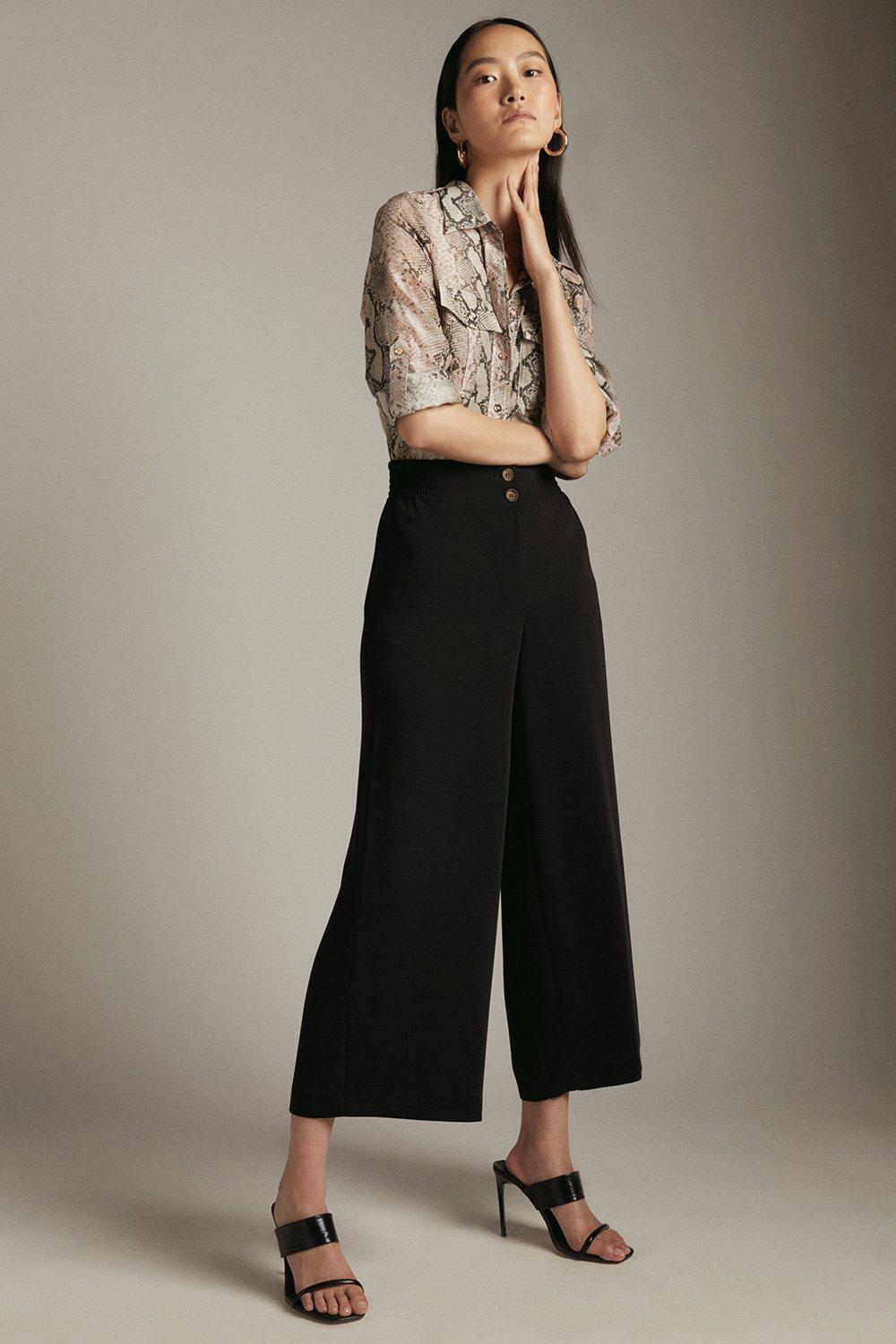 Black wide leg cropped trousers best sale