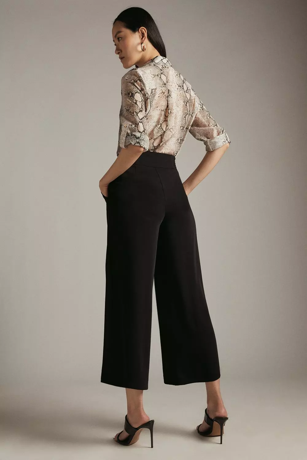 Essential Tailored Cropped Wide Leg Trousers Karen Millen