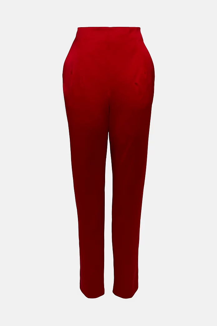 Italian Structured Satin High Waist Pants | Karen Millen Italian Structured Satin High Waist Pants | Karen Millen