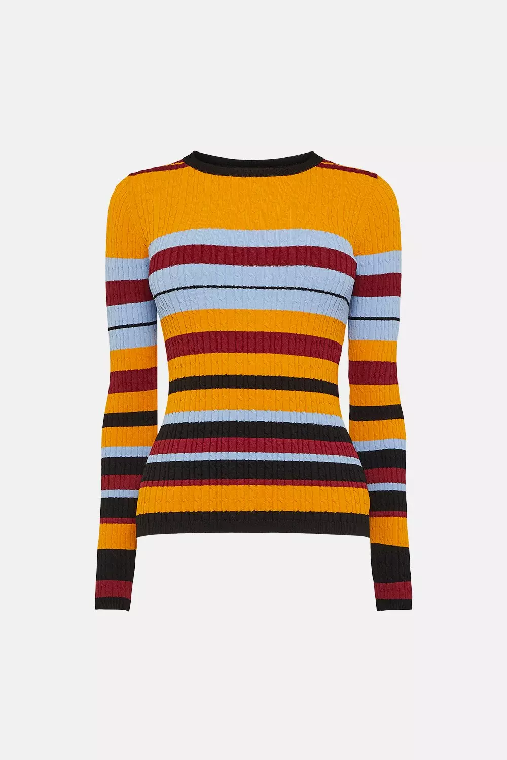 Light Weight All Over Cable Striped Jumper Karen Millen