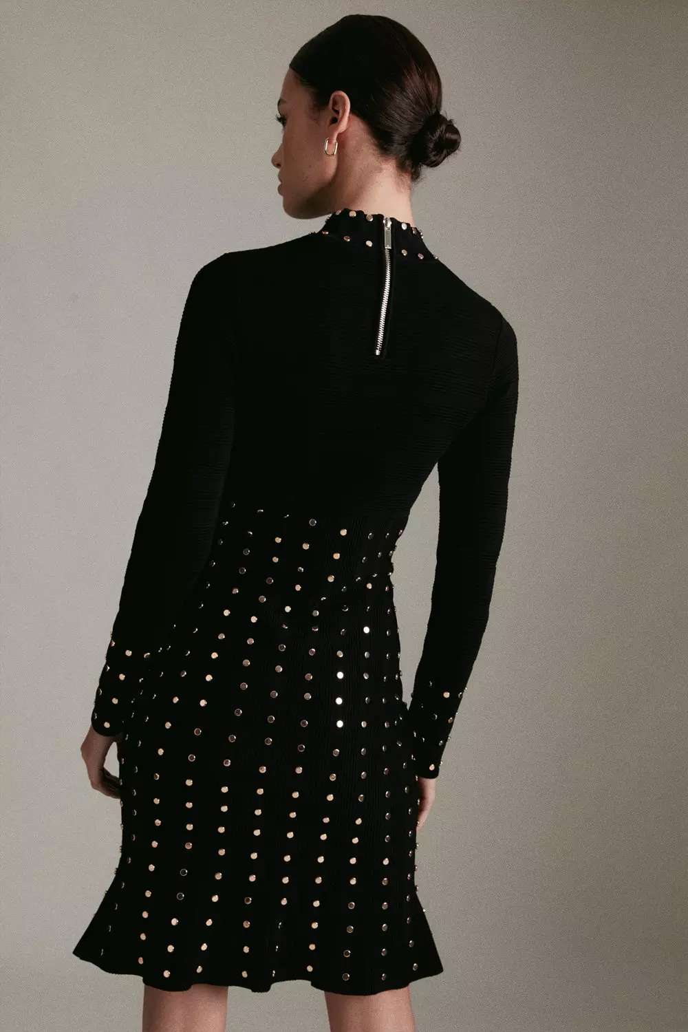 Petite Knitted Dress With Stud Detailing Karen Millen