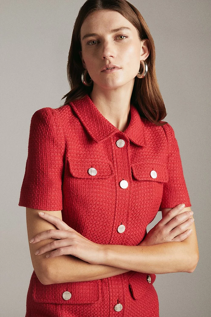 Tweed Tailored Sleeveless A Line Mini Dress | Karen Millen Tweed Tailored Sleeveless A Line Mini Dress | Karen Millen