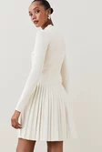 Viscose Blend Knitted Skater Dress With Pu Mini Detailing Viscose Blend Knitted Skater Dress With Pu Mini Detailing
