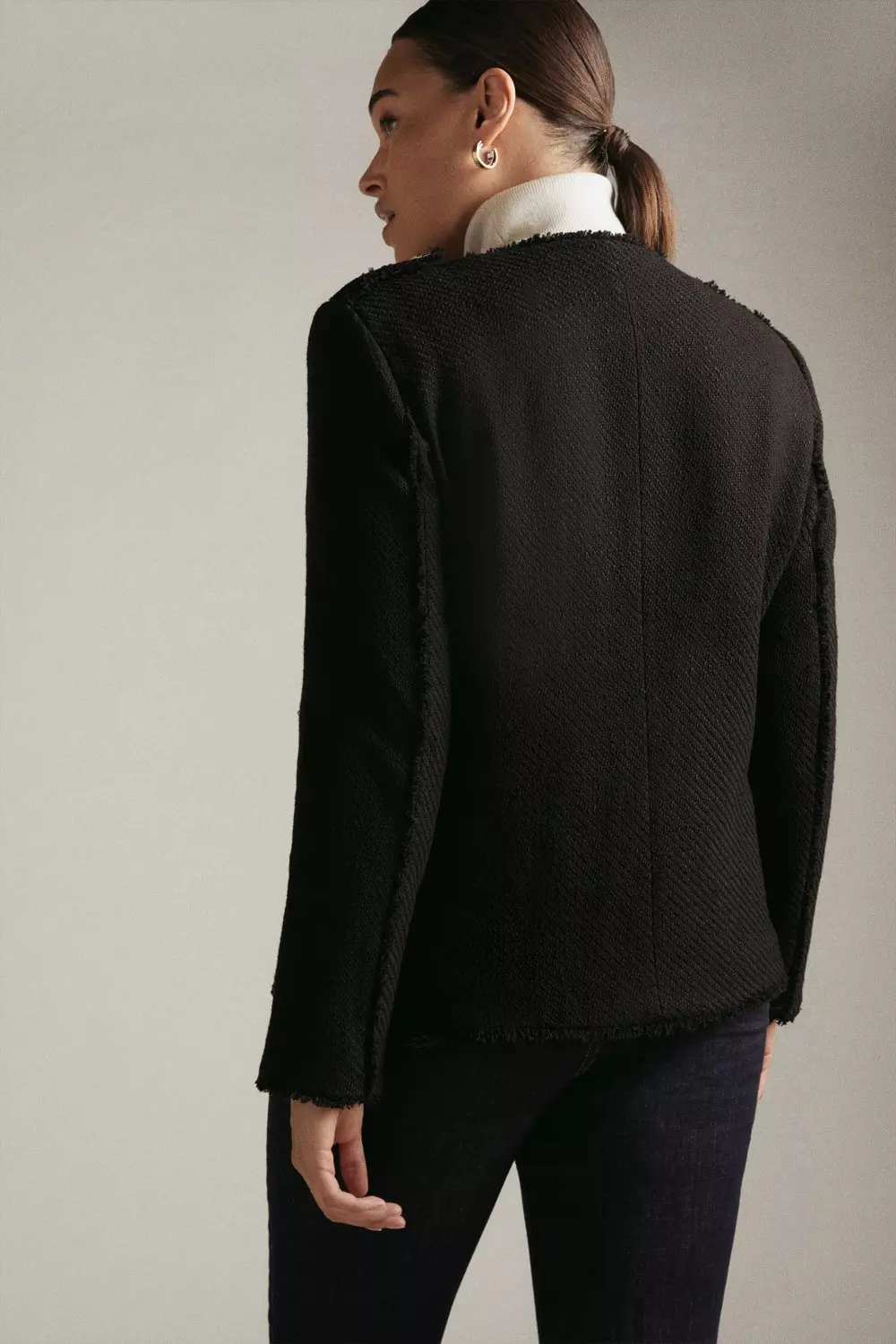 Plus Size Frayed Edged Textured Military Jacket | Karen Millen
