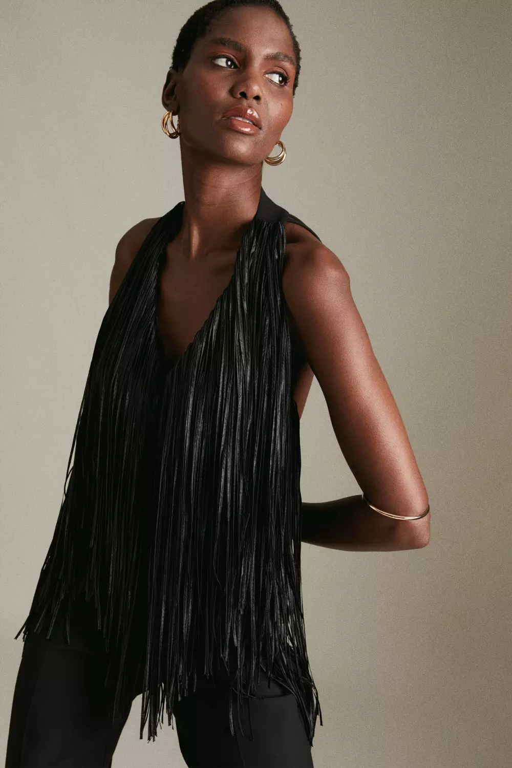 Black fringe playsuit sales
