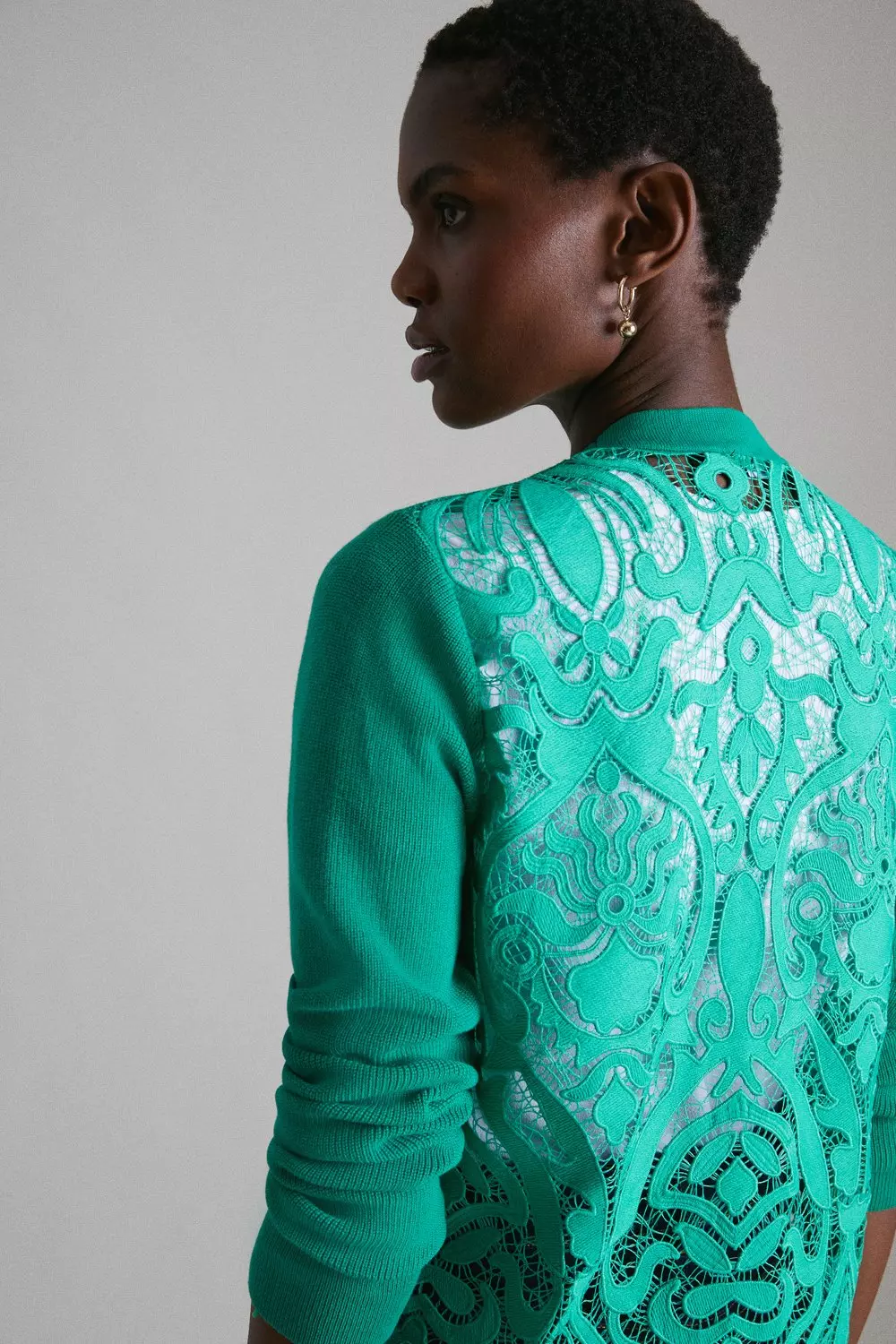 Green lace cardigan hotsell