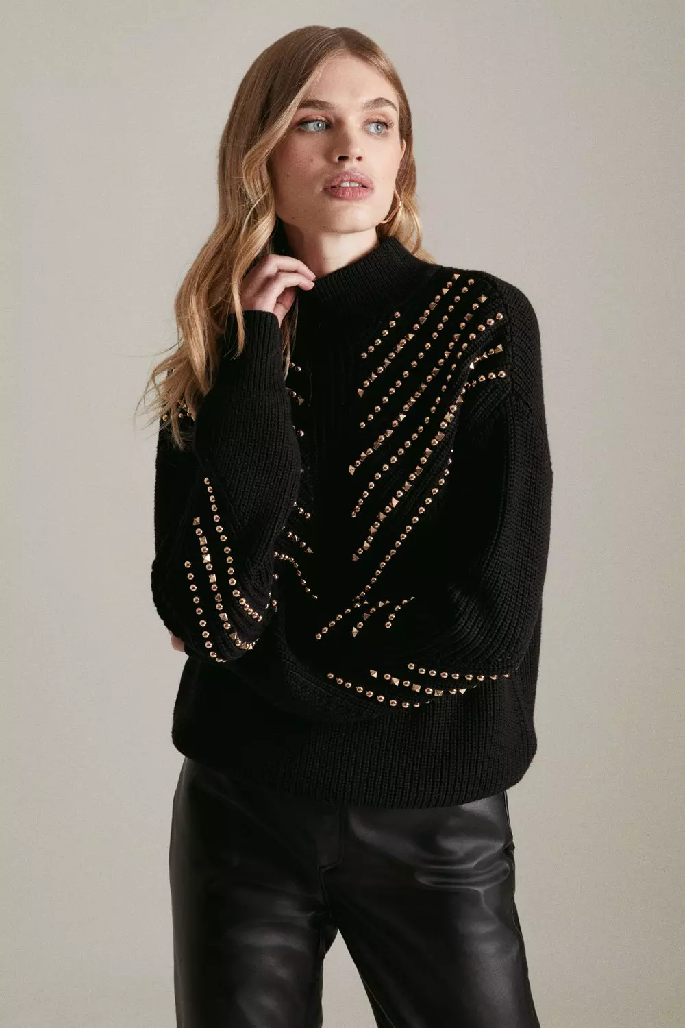 Studded Knit Jumper Karen Millen