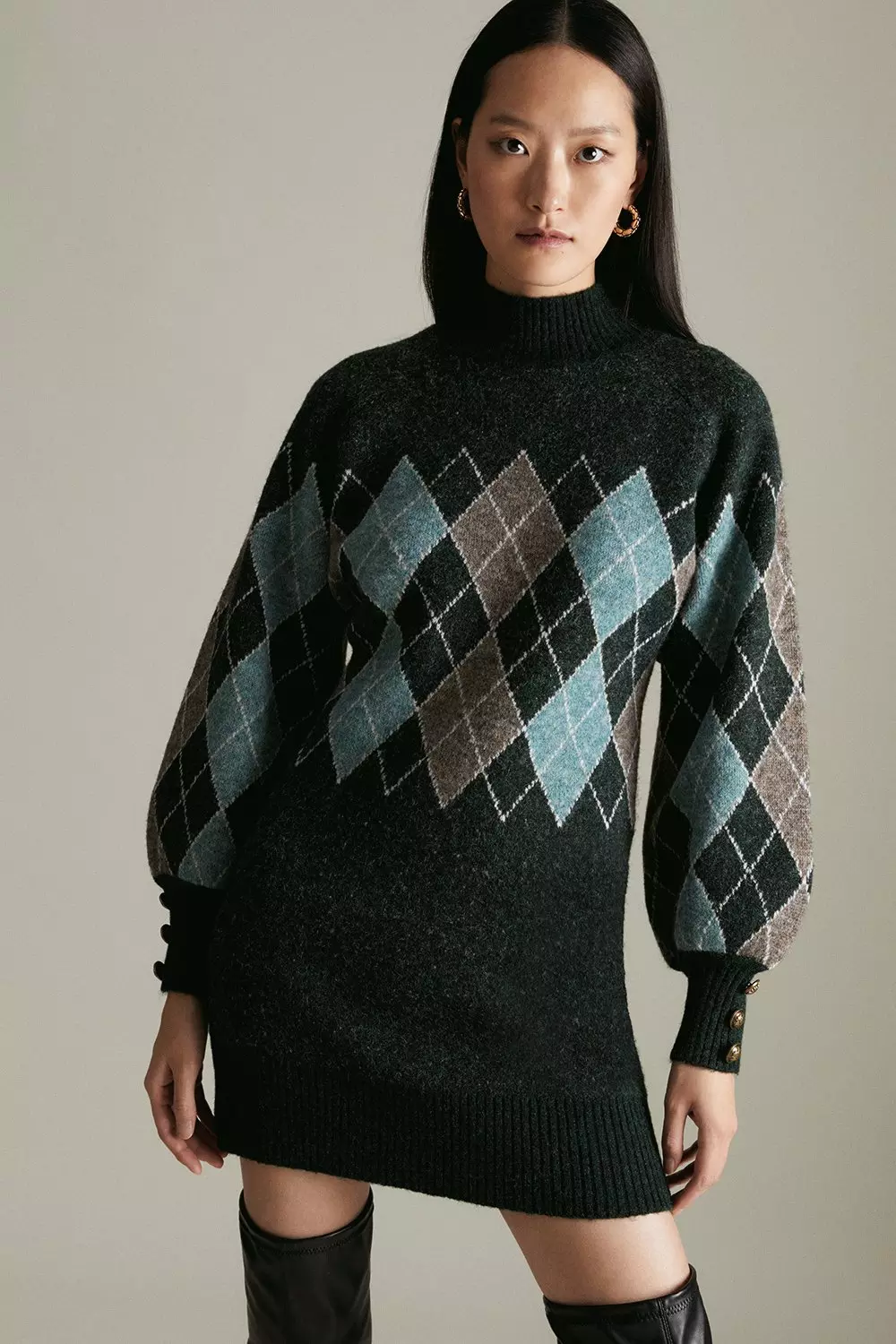 Lydia Millen Argyle Knitted Cosy Jumper Dress Karen Millen