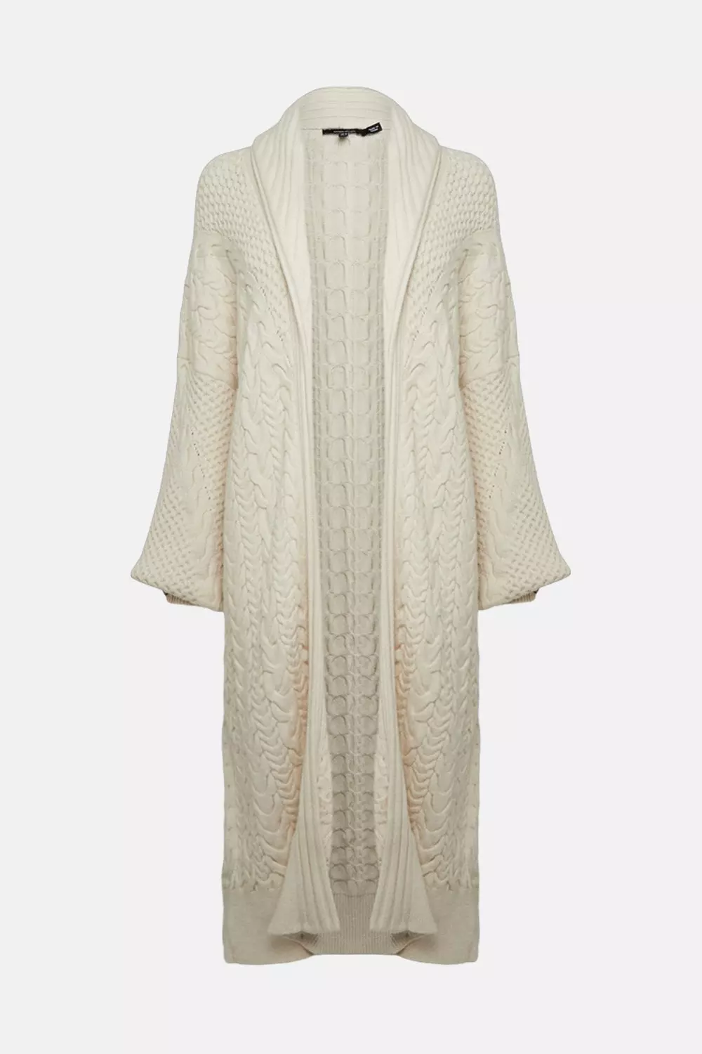 Long cream cable knit cardigan best sale