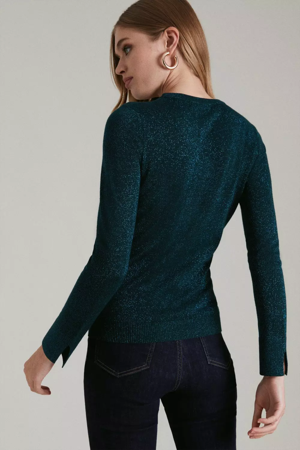 Green Sparkle Knit Crew Neck Jumper alternative image