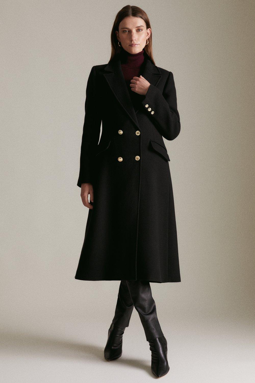 Karen millen black coat on sale