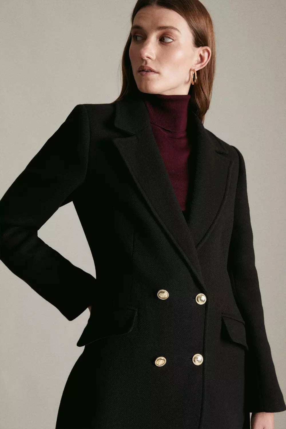 Italian Wool Mix Longline Military Coat Karen Millen