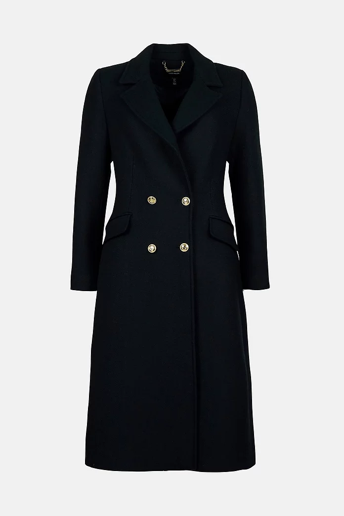 Italian Wool Mix Longline Military Coat | Karen Millen Italian Wool Mix Longline Military Coat | Karen Millen