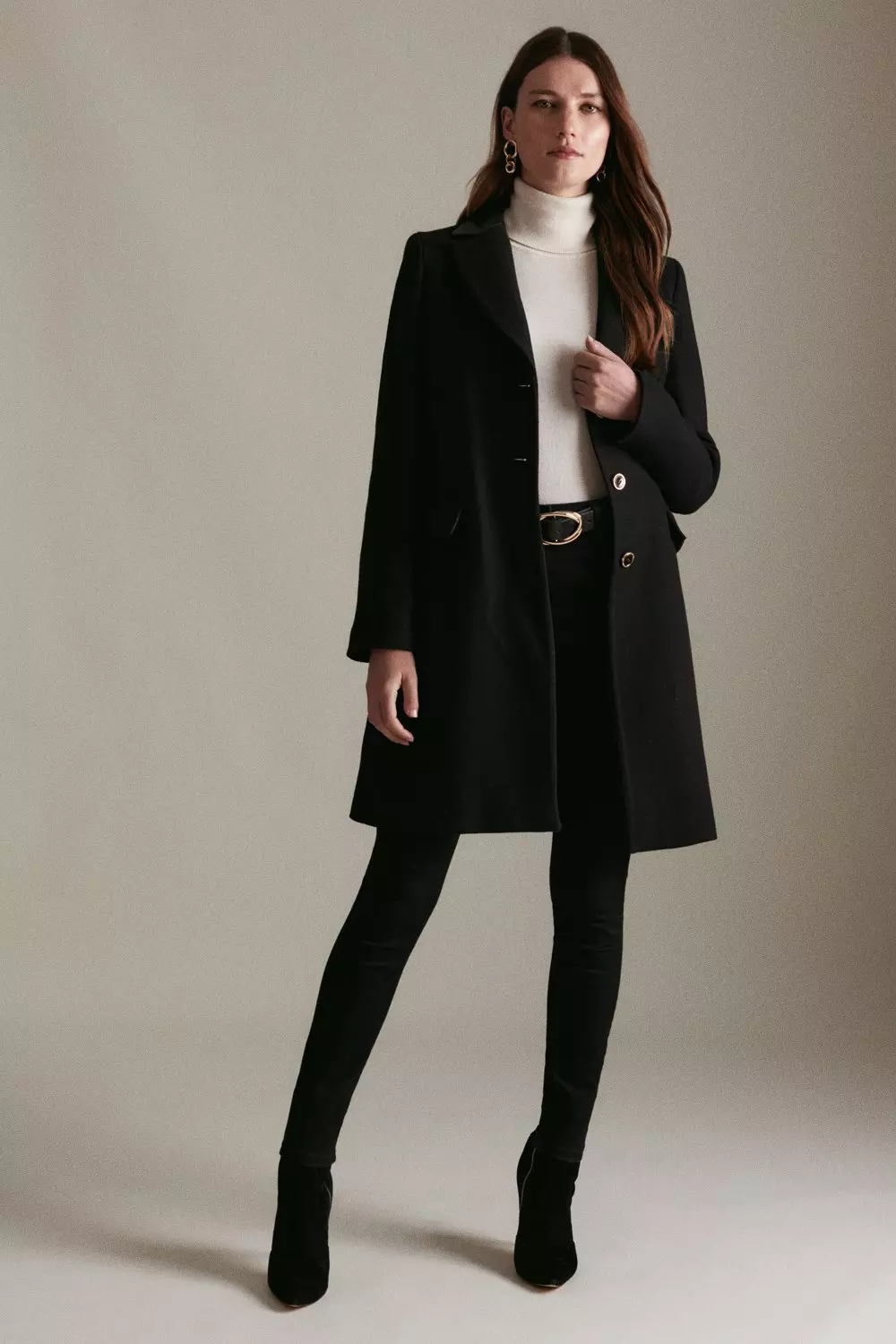 Karen millen black wool coat hotsell