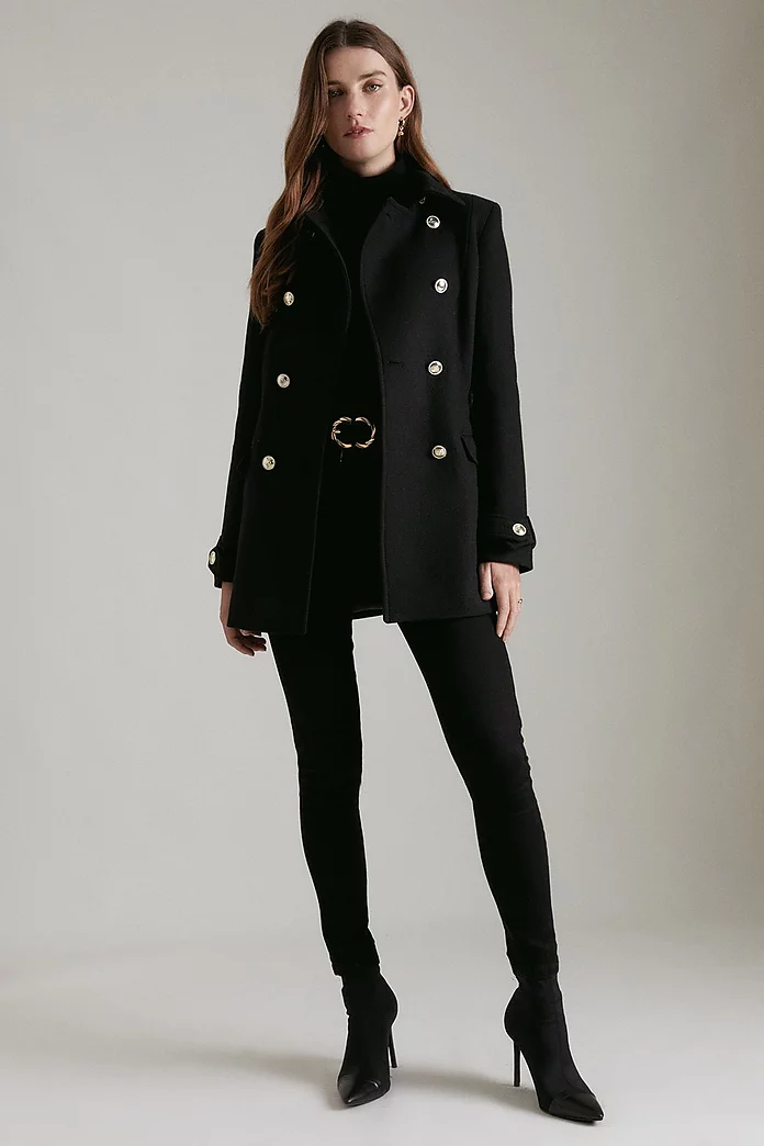 Italian Wool Mix Db Short Coat | Karen Millen Italian Wool Mix Db Short Coat | Karen Millen