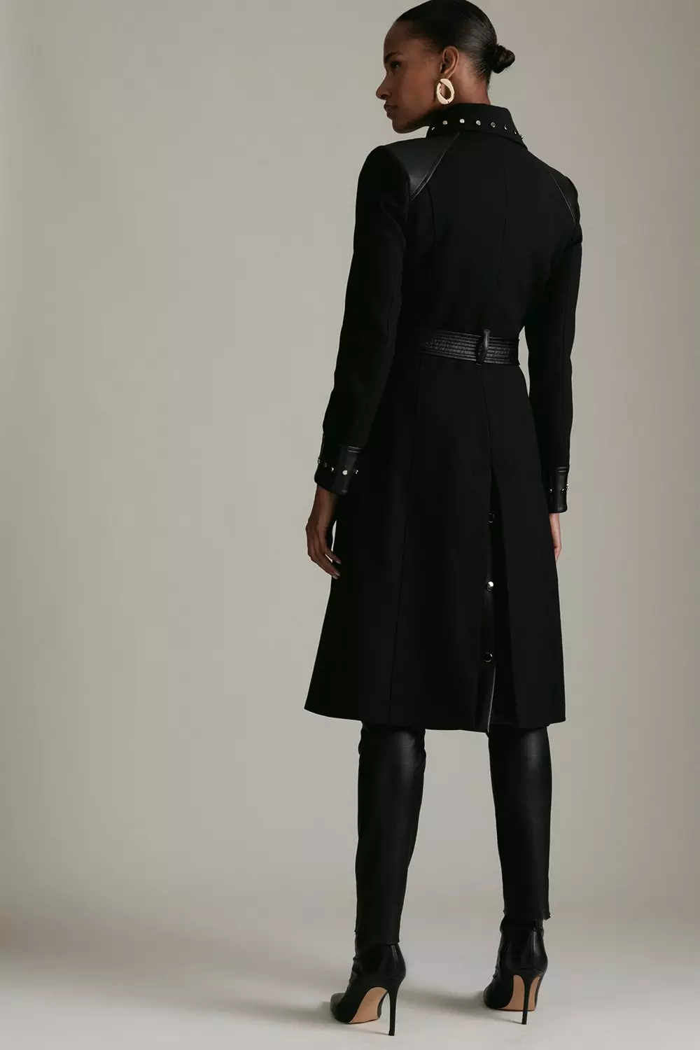 Compact Stretch Stud & Eyelet Statement Coat | Karen Millen