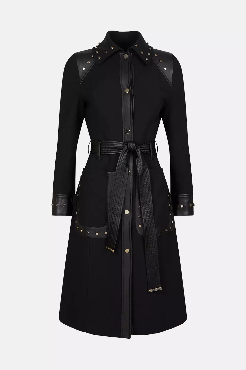 Compact Stretch Stud & Eyelet Statement Coat | Karen Millen