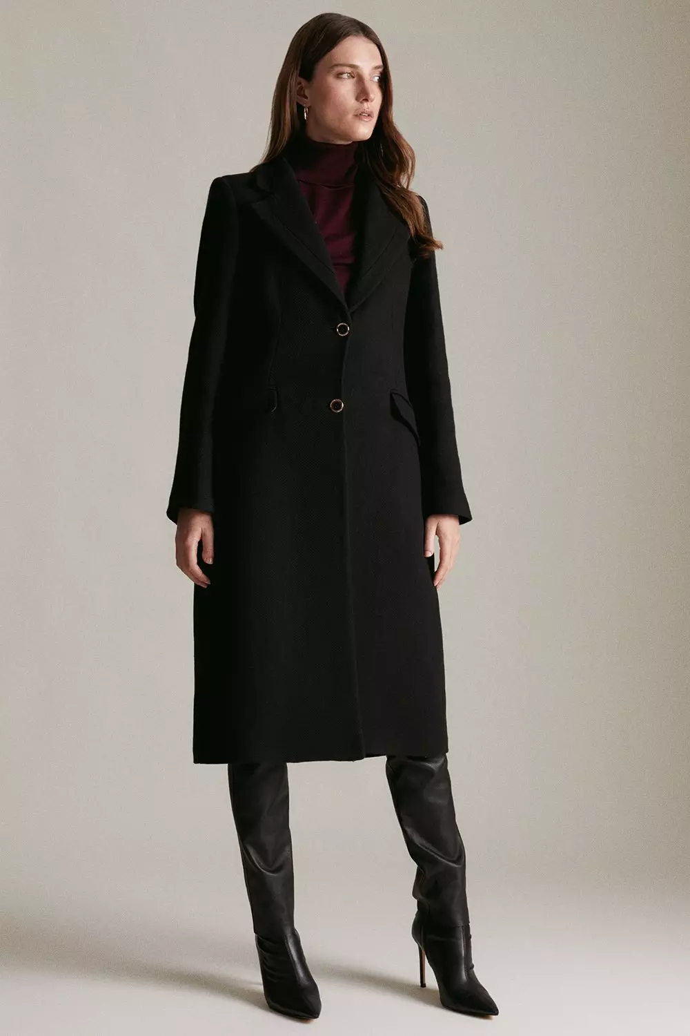 Black wool single breasted coat best sale