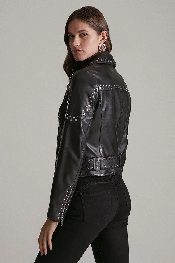 Leather Studded Biker Jacket | Karen Millen Leather Studded Biker Jacket | Karen Millen