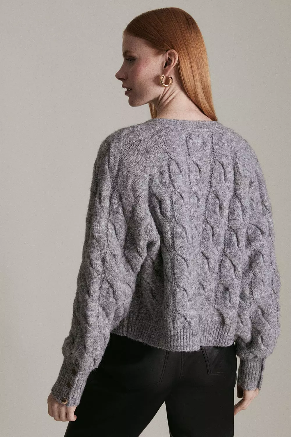 Soft And Cosy Cable Knit Short Cardigan | Karen Millen