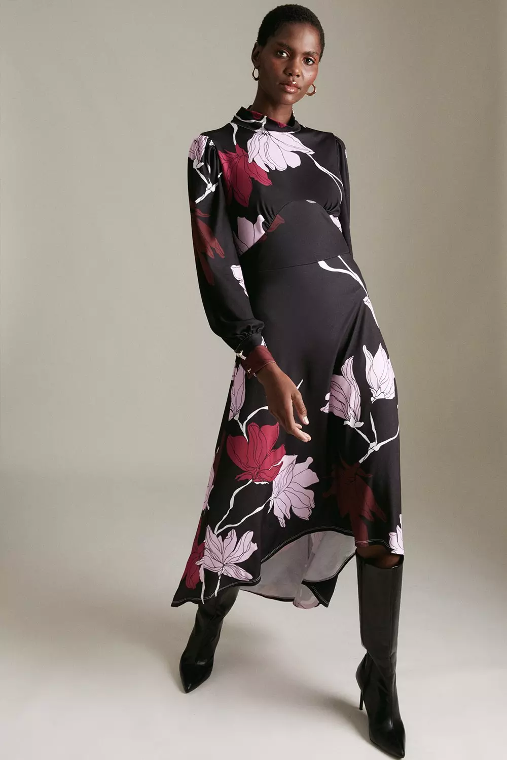 Karen millen floral hem midi dress hotsell