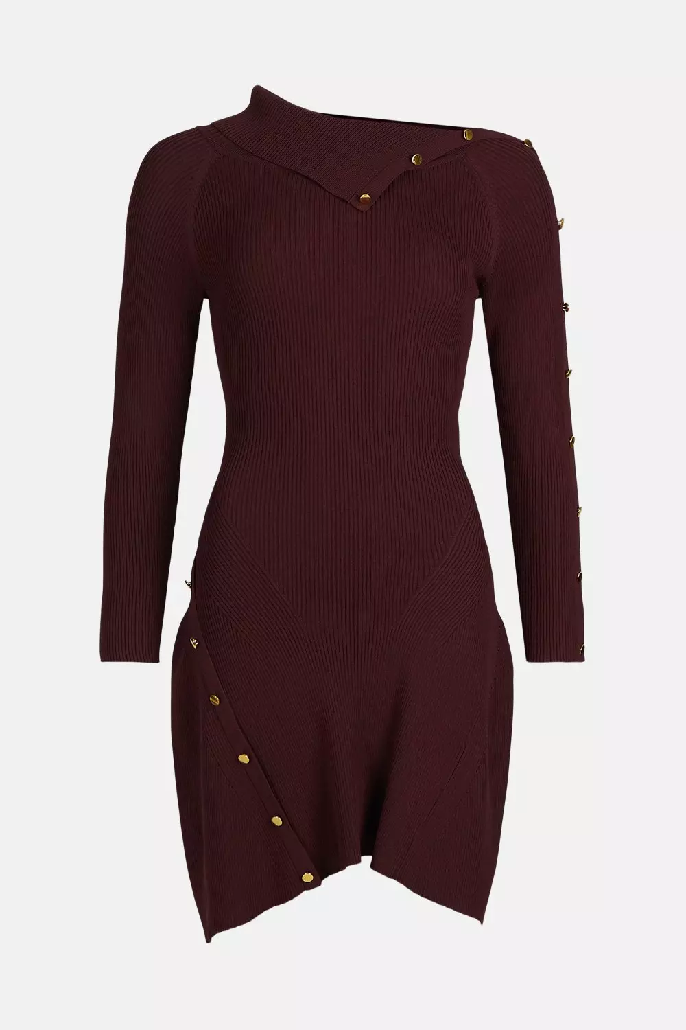 Envelope Neck Knitted Rib A Line Dress | Karen Millen