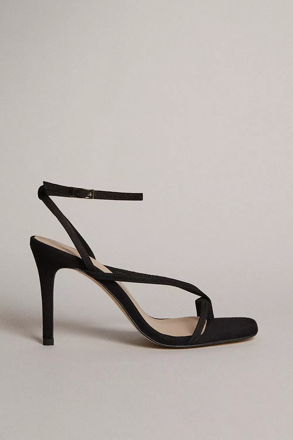 Suede Strappy Thong Heeled Sandal Karen Millen