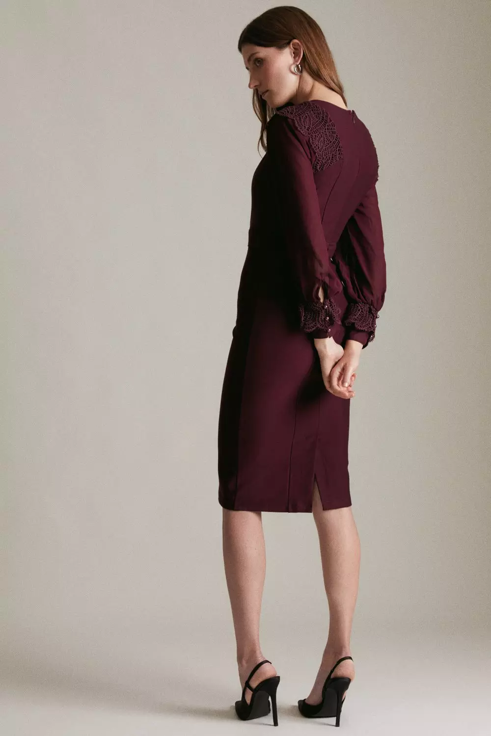Lace Detail Jersey Pencil Dress Karen Millen