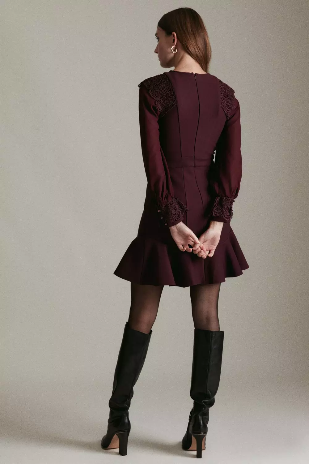 Karen millen peplum hem lace dress 2025