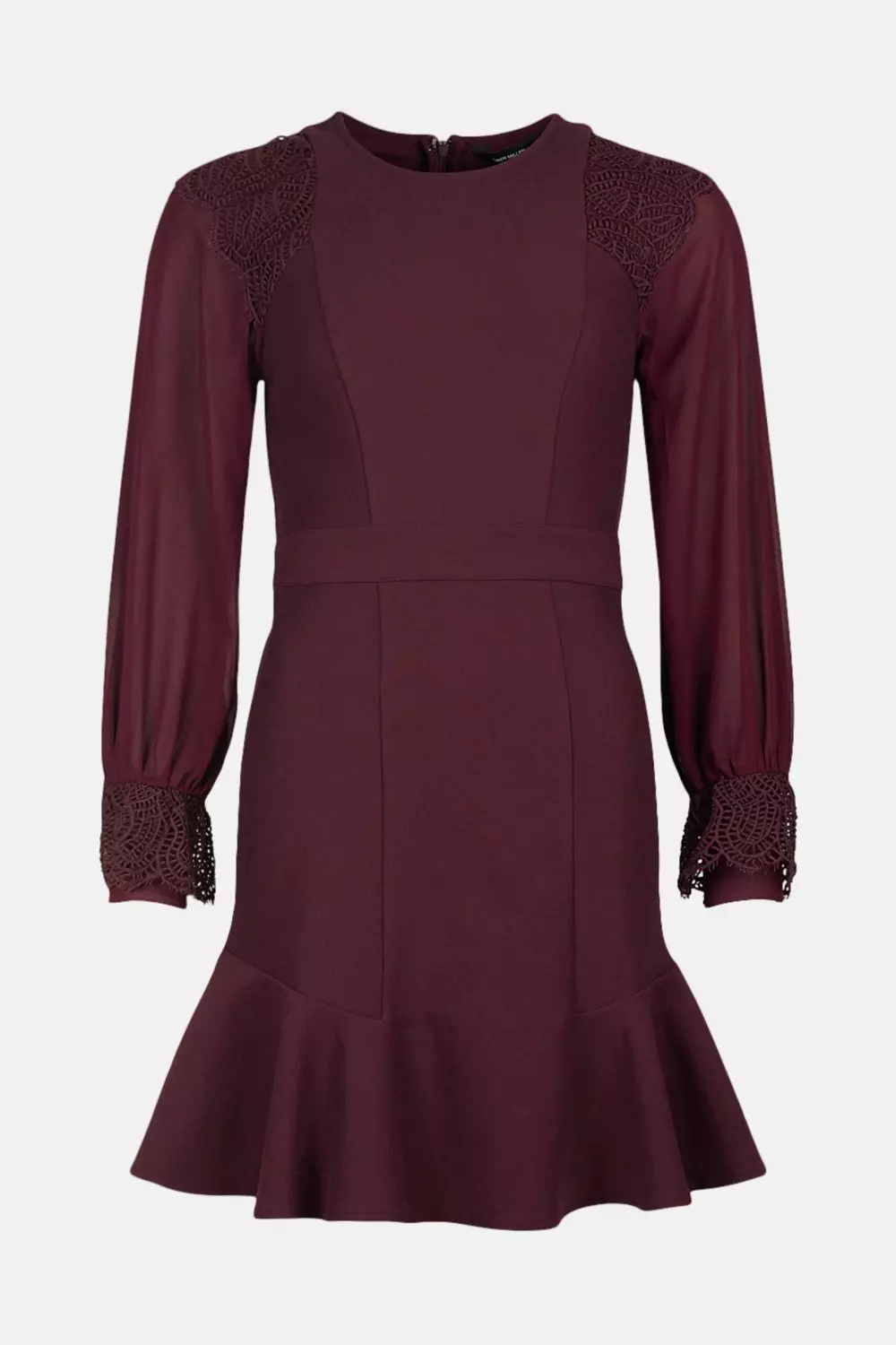 Lace Detail Jersey Peplum Hem Dress Karen Millen