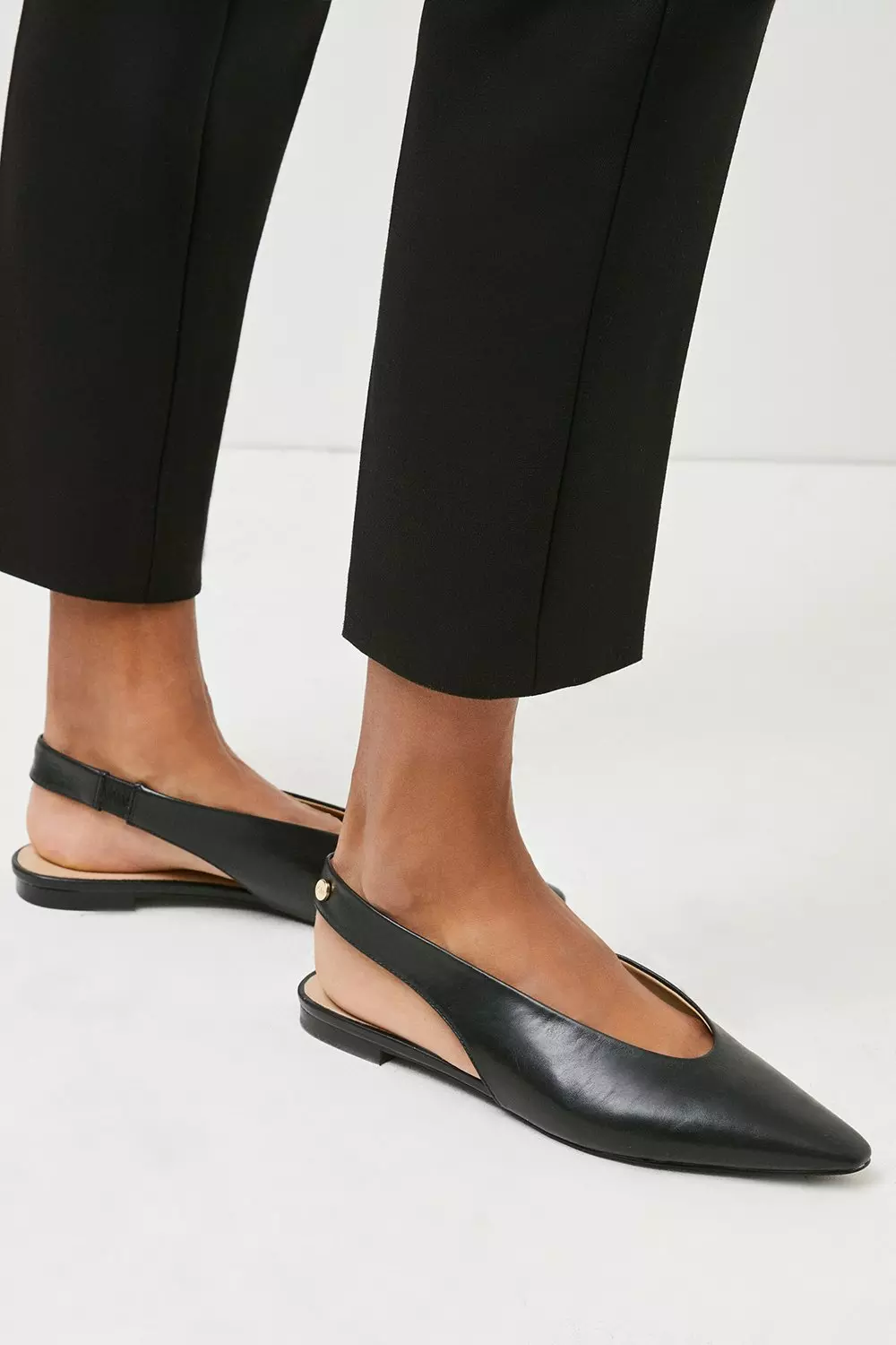 Leather slingback flat shoes on sale