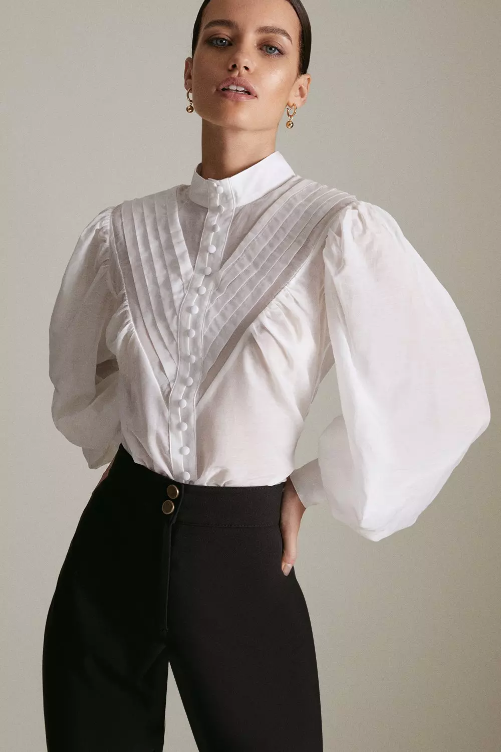Ivory Lydia Millen Petite Silk Cotton Woven Blouse alternative image