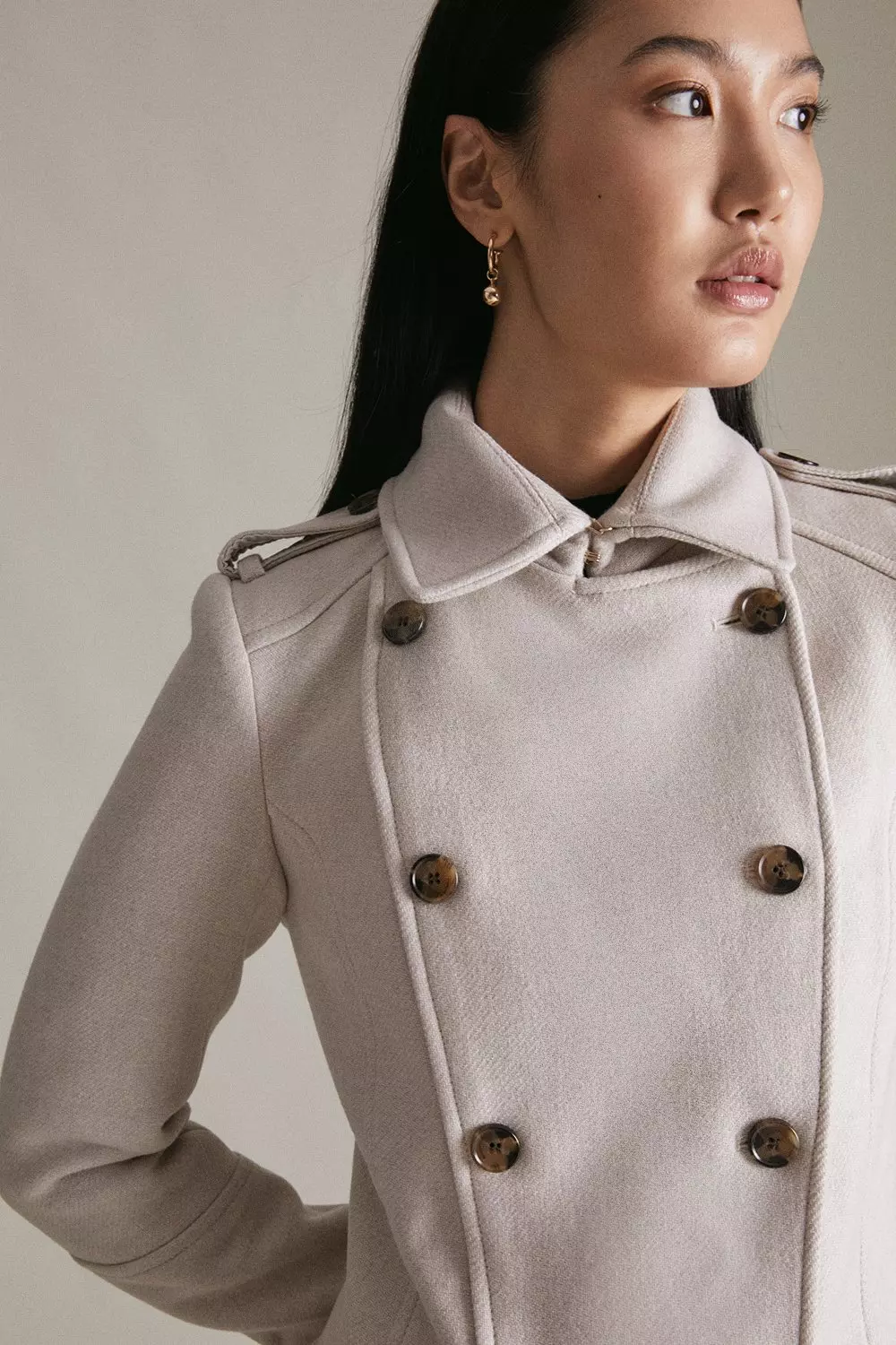 Oatmeal Lydia Millen Italian Wool Blend Military Coat alternative image