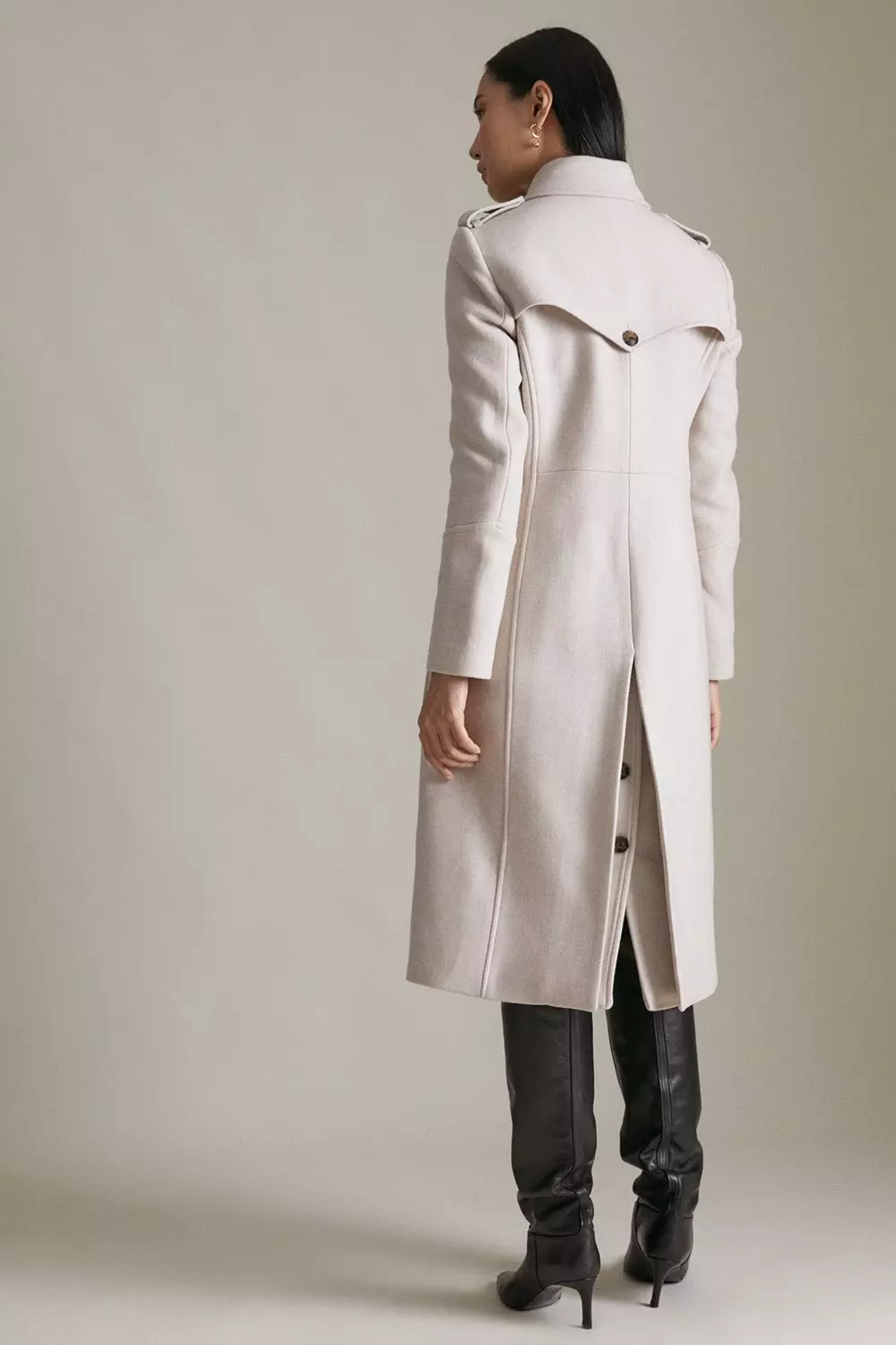 Oatmeal Lydia Millen Italian Wool Blend Military Coat alternative image