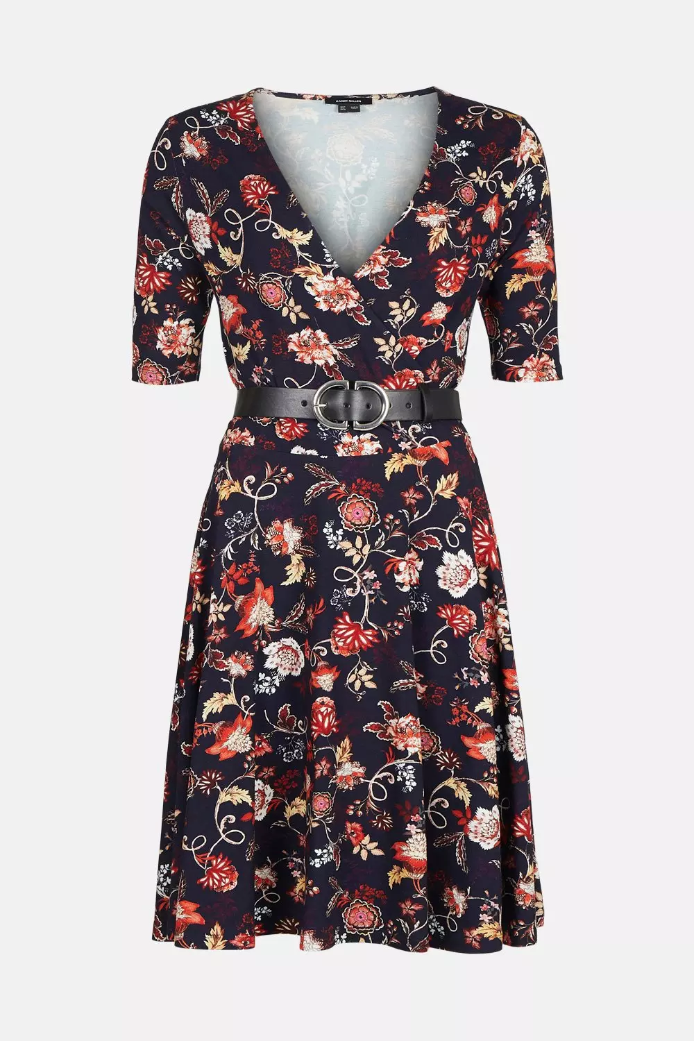 Paisley Belted Wrap Short Sleeve Viscose Blend Jersey Dress Karen Millen