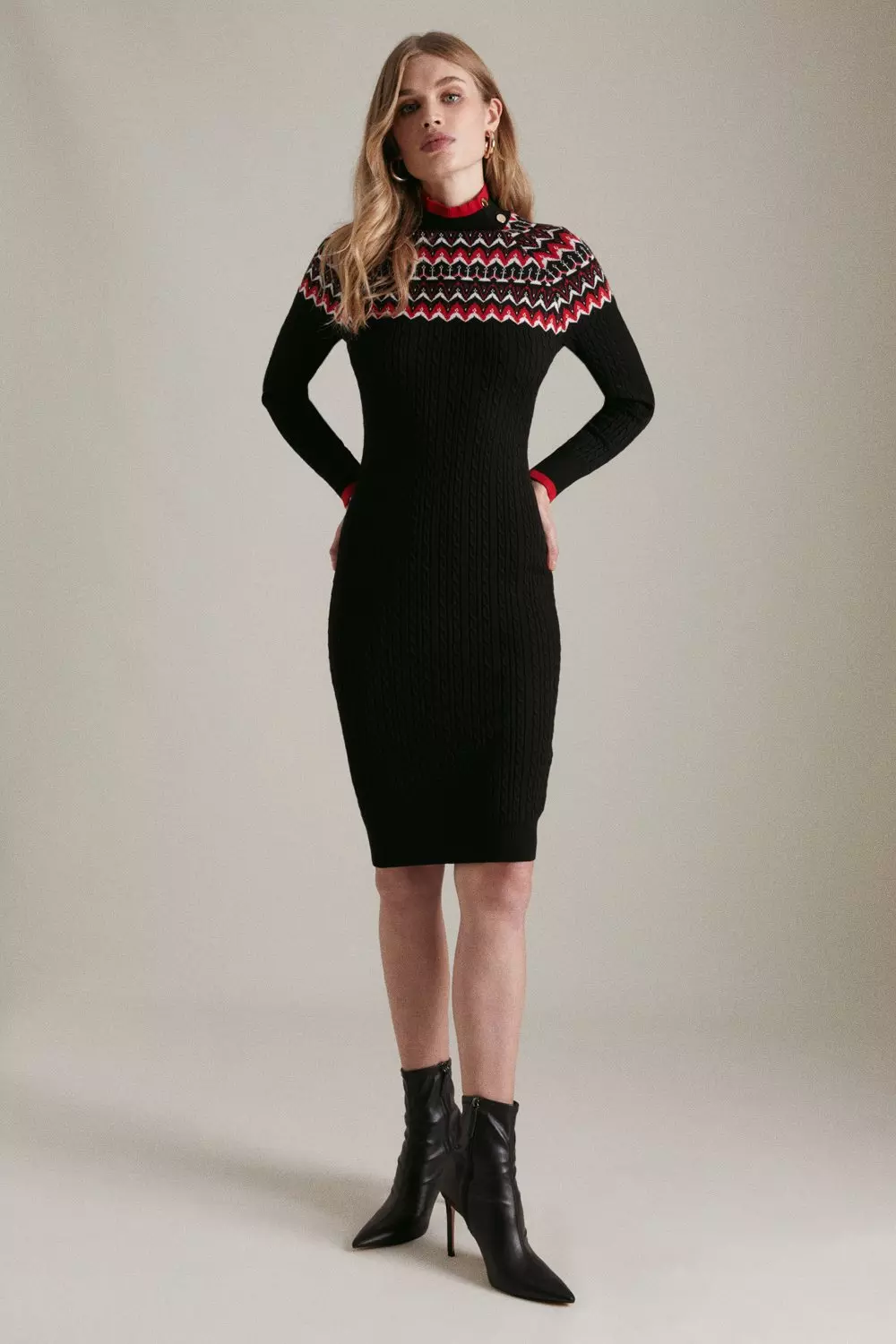 Fairisle Knitted Jumper Dress Karen Millen