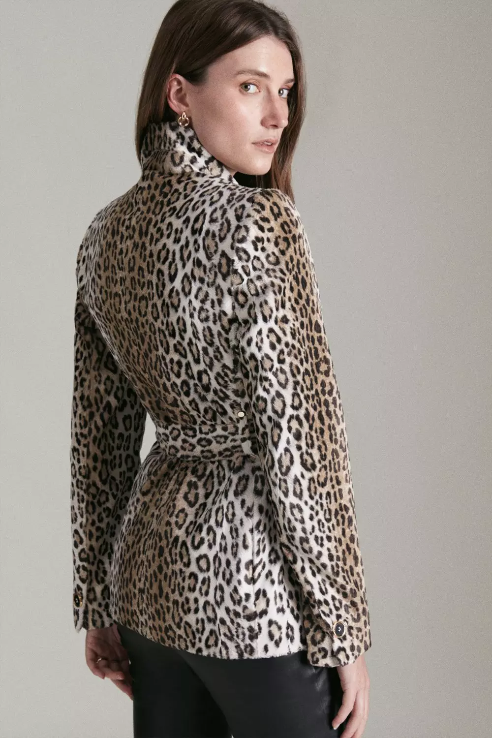 Karen millen snow leopard coat hot sale