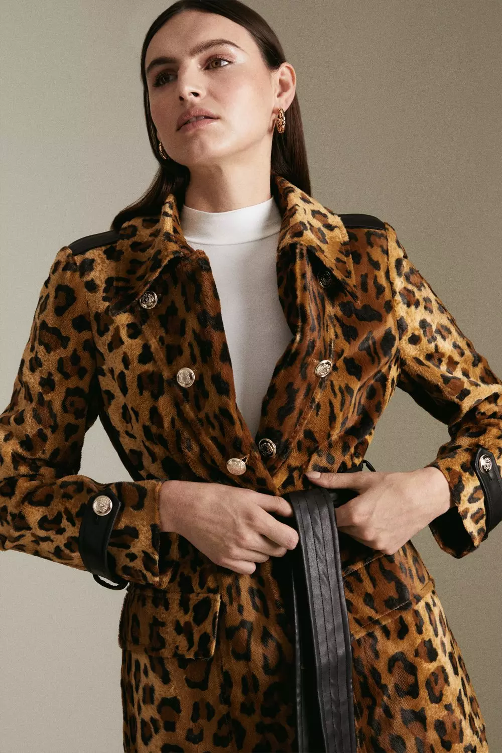 Signature Ponyskin Leopard Printed Coat Karen Millen