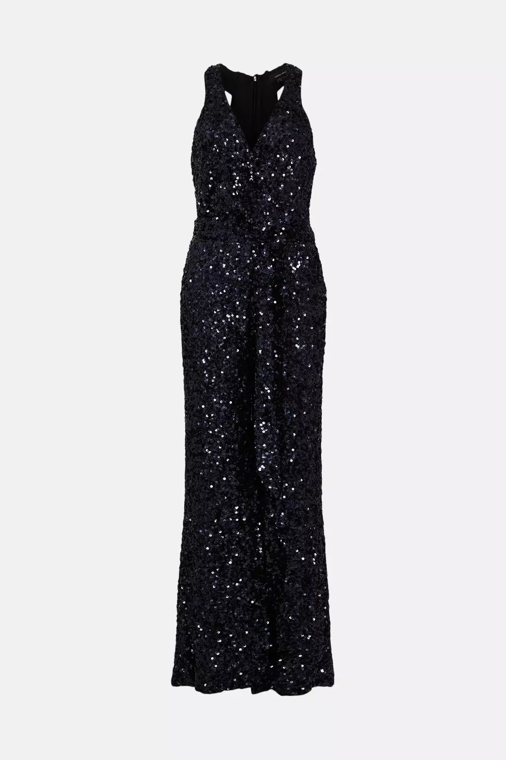 Sequinned Wide Leg Woven Jumpsuit Karen Millen