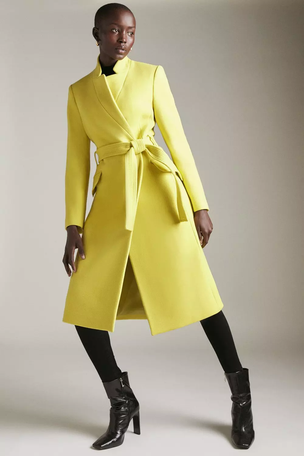 KAREN MILLEN ミダクシコート ウール ベルト付き ノッチネック Italian Wool Cashmere Notch Neck Coat | Karen Millen