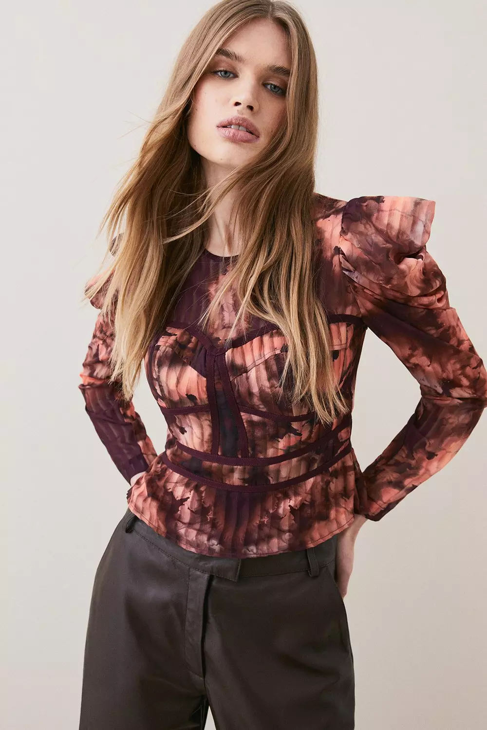 Tie Dye Woven Tape Detail Top | Karen Millen