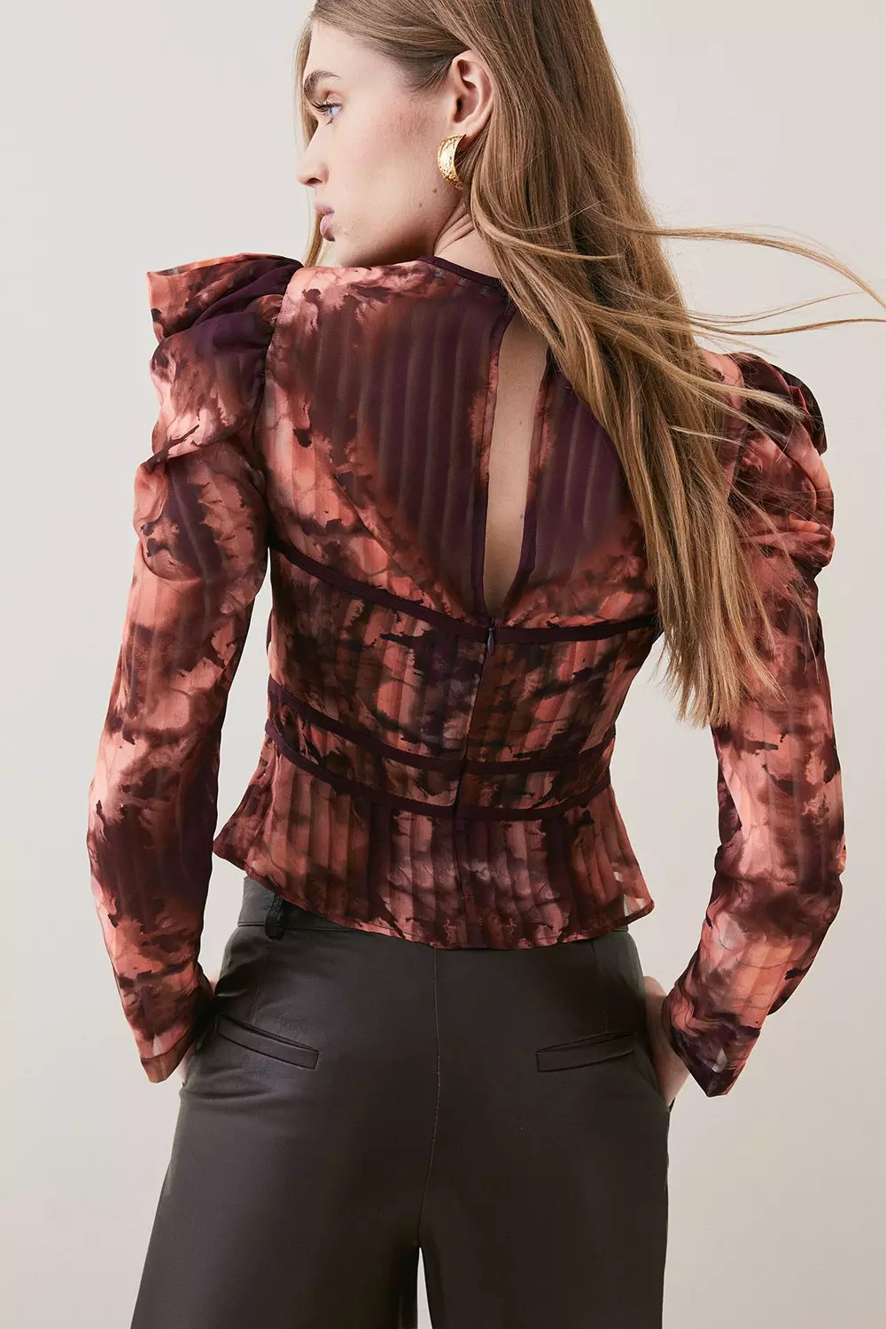 Tie Dye Woven Tape Detail Top | Karen Millen