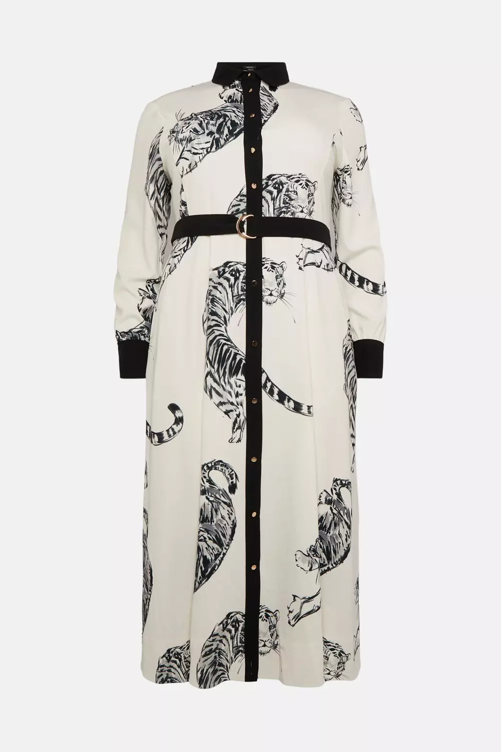 Plus Size Crouching Tiger Belted Woven Shirt Dress Karen Millen