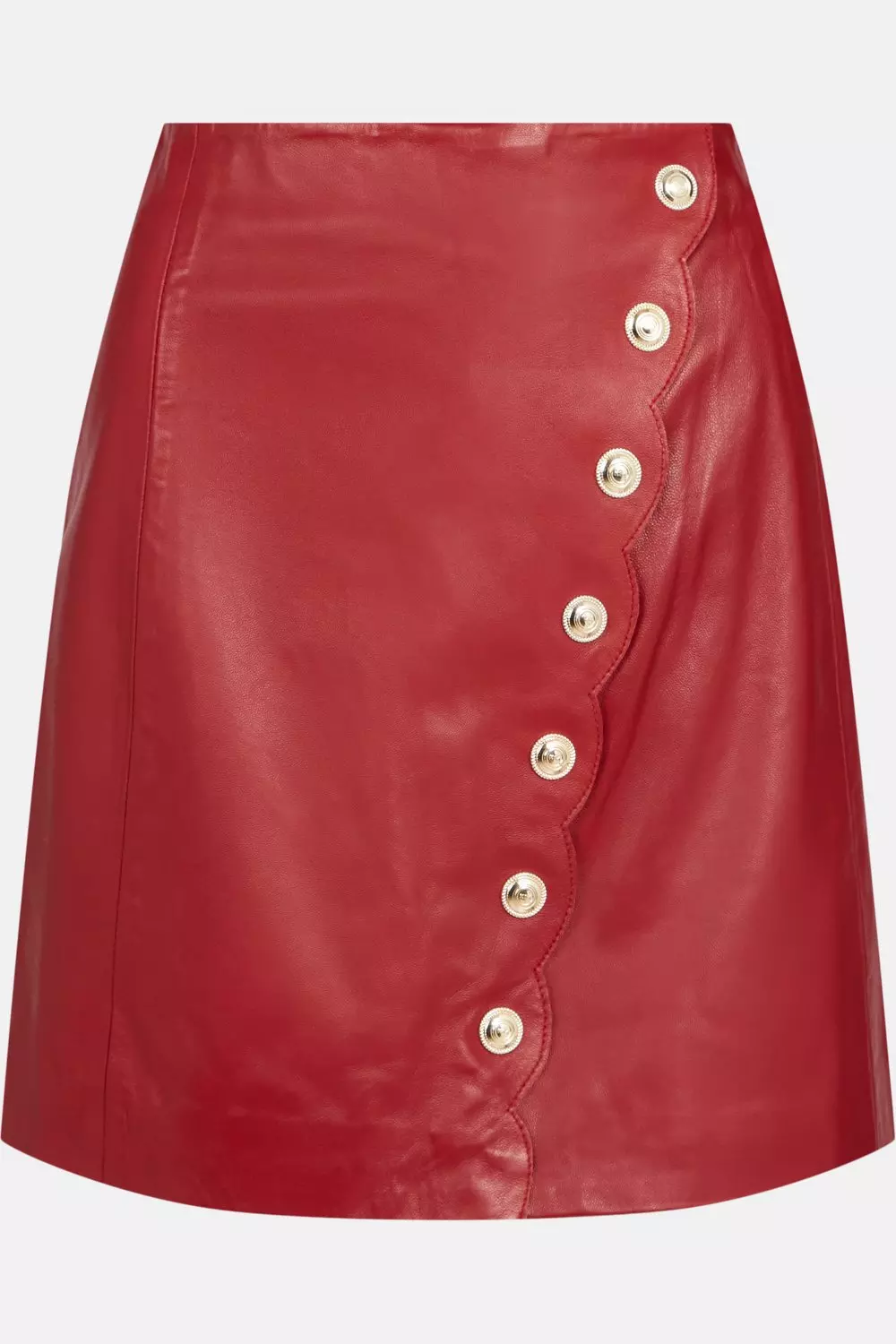 Leather Scallop Detail A Line Mini Skirt Karen Millen